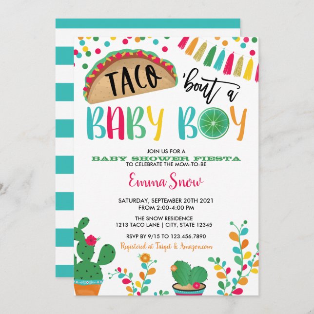 Taco about a Baby Boy Shower Invitation (Front/Back)