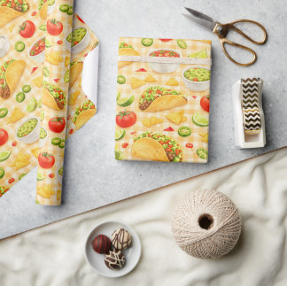Taco and Nacho Pattern Wrapping Paper