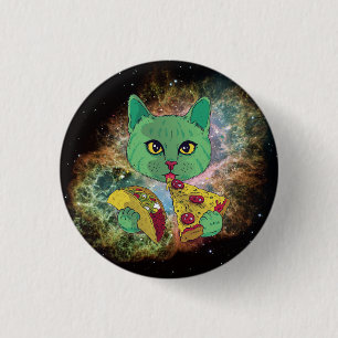 Taco and Pizza Cosmic Space Cat 3 Cm Round Badge