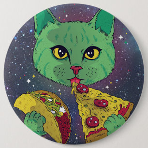 Taco and Pizza Cosmic Space Cat 6 Cm Round Badge
