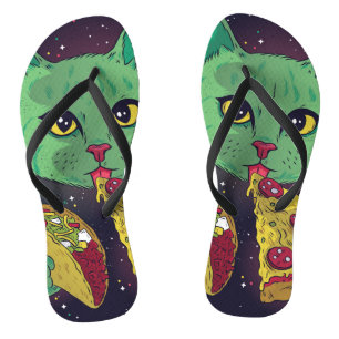 Taco and Pizza Cosmic Space Cat Jandals