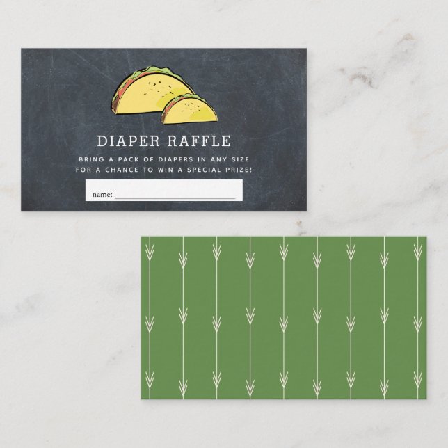 Taco Baby Shower Chalkboard Diaper Raffle Ticket Enclosure Card (Front/Back)
