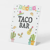Taco Bar Mexican Food Cactus Fiesta Table Sign