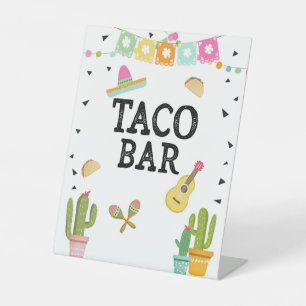 Taco Bar Mexican Food Cactus Fiesta Table Sign