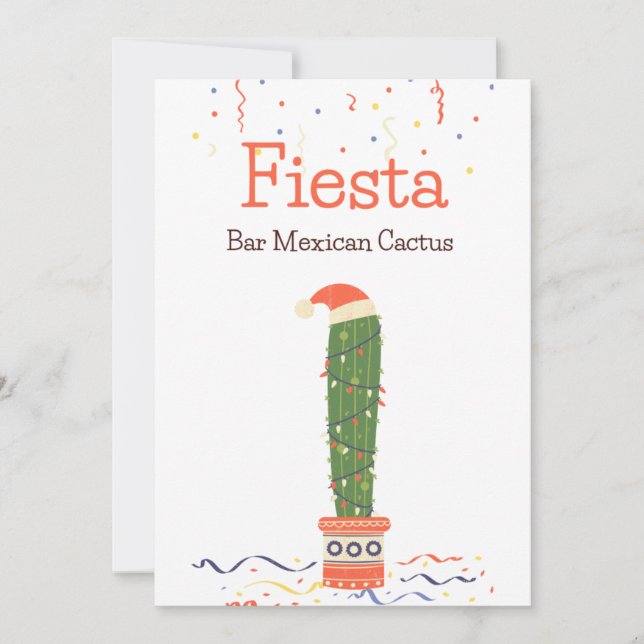 Taco Bar Mexican Food Cactus Fiesta Table Sign Holiday Card (Front)
