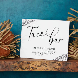 Taco Bar Wedding sign Tabletop Plaque with Easel
