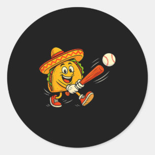 Taco baseball funny mexican fiesta sombrero cinco classic round sticker