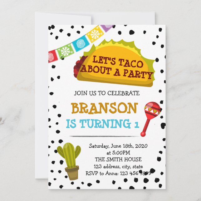 Taco birthday party invitation (Front)