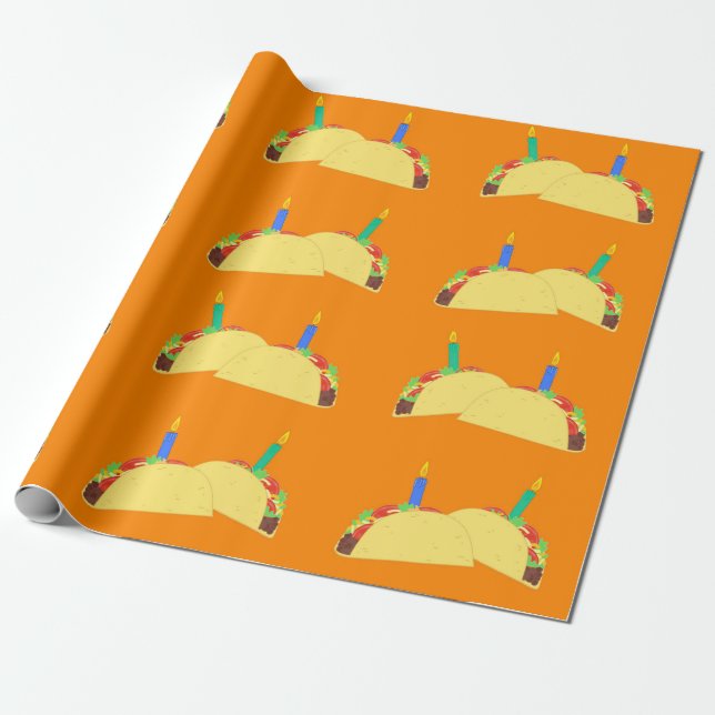 Taco Birthday Wrapping Paper (Unrolled)