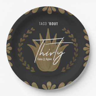 Taco' Bout 30 | Black/Gold Tequila Paper Plates
