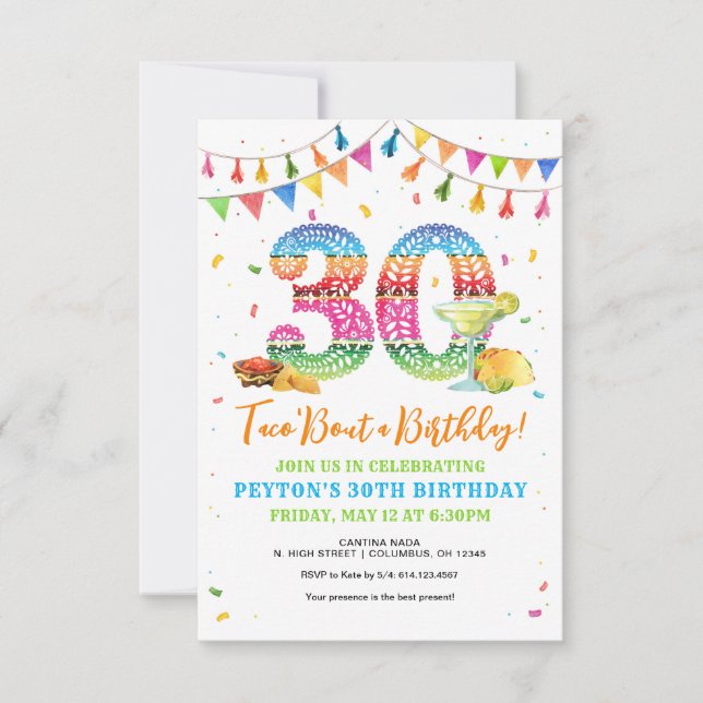Taco Bout a 30th Birthday Fiesta Invitation (Front)