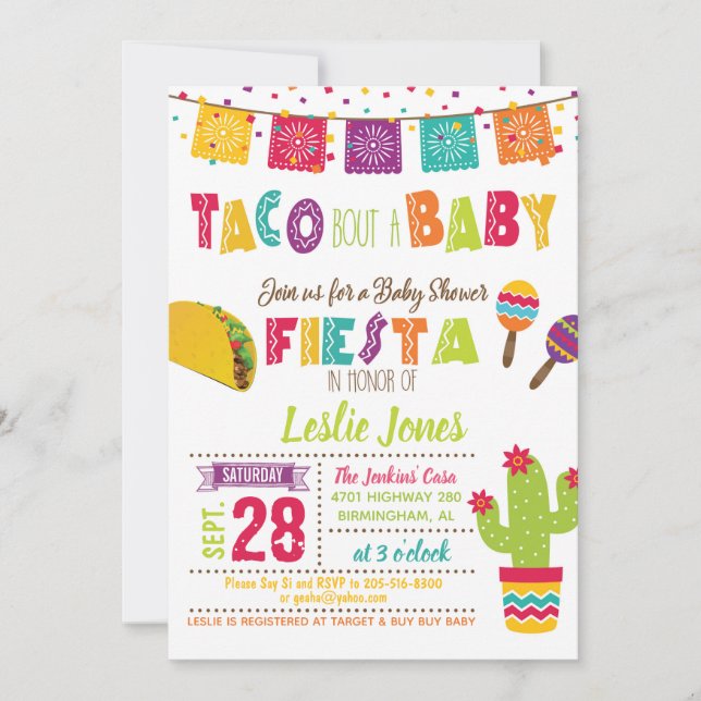 Taco Bout a Baby Baby Shower Invitation - White (Front)