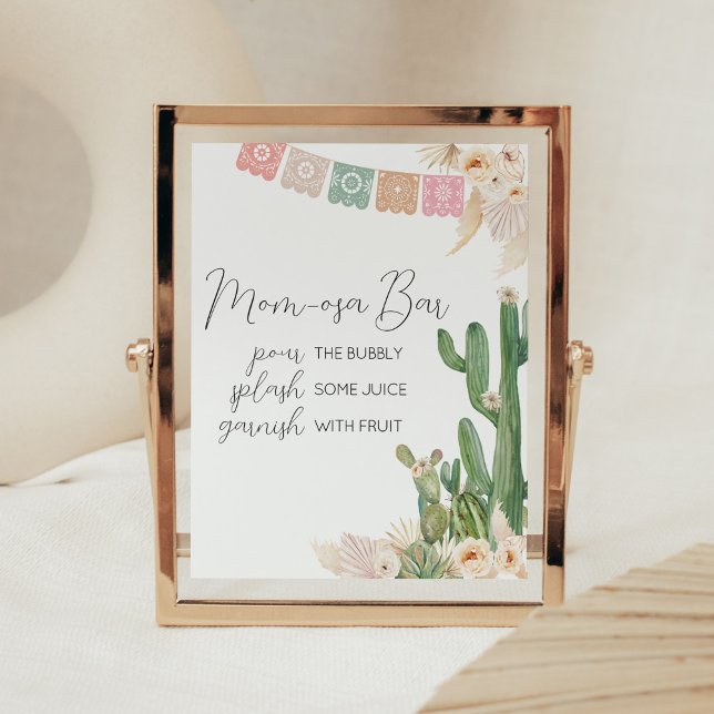 Taco Bout A Baby Baby Shower Mum Osa Bar Poster (Boho Fiesta Baby Shower Mom Osa Bar Sign)