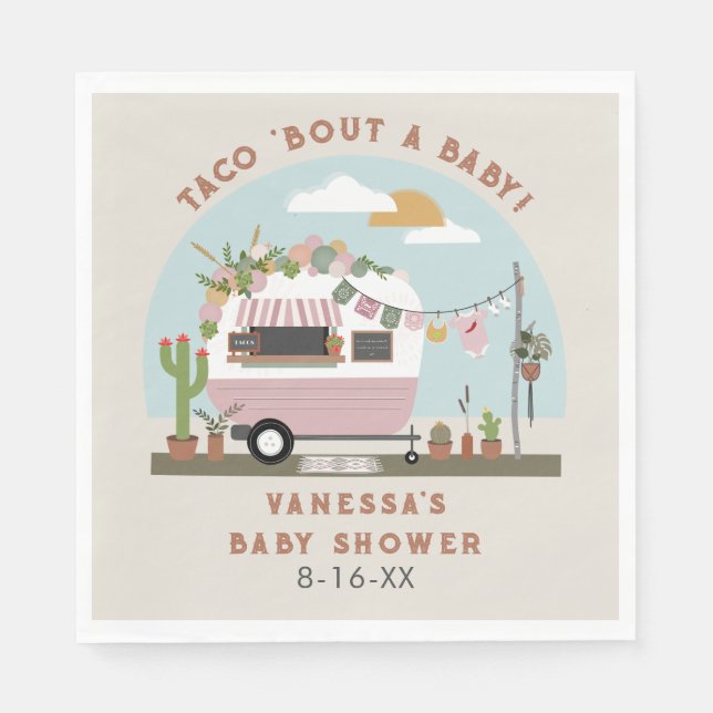 Taco Bout A Baby Boho Camper Girl Baby Shower  Napkin (Front)