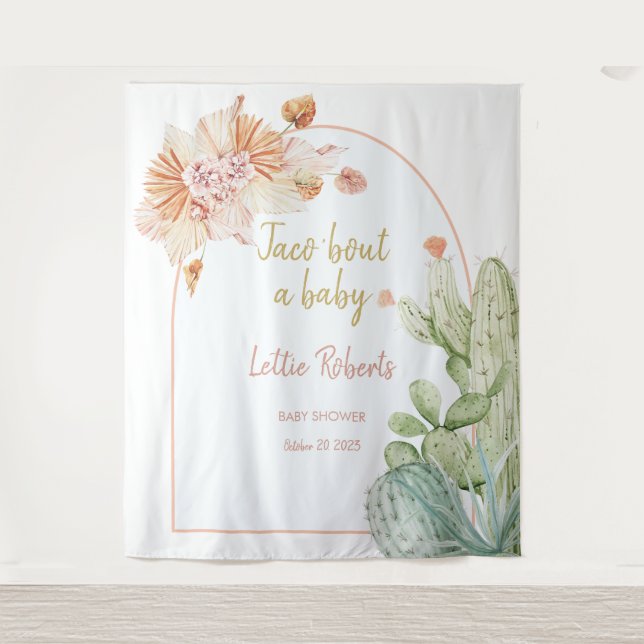 Taco 'Bout a Baby, Fiesta Baby Shower Backdrop Tapestry (Front)