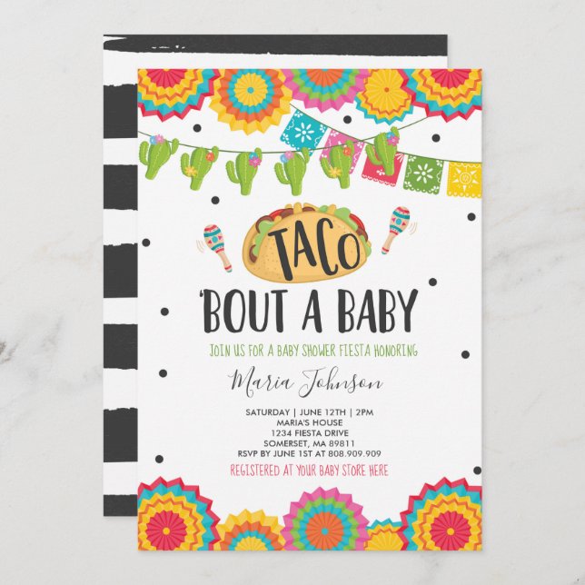 Taco 'Bout A Baby Fiesta Baby Shower Invitation (Front/Back)