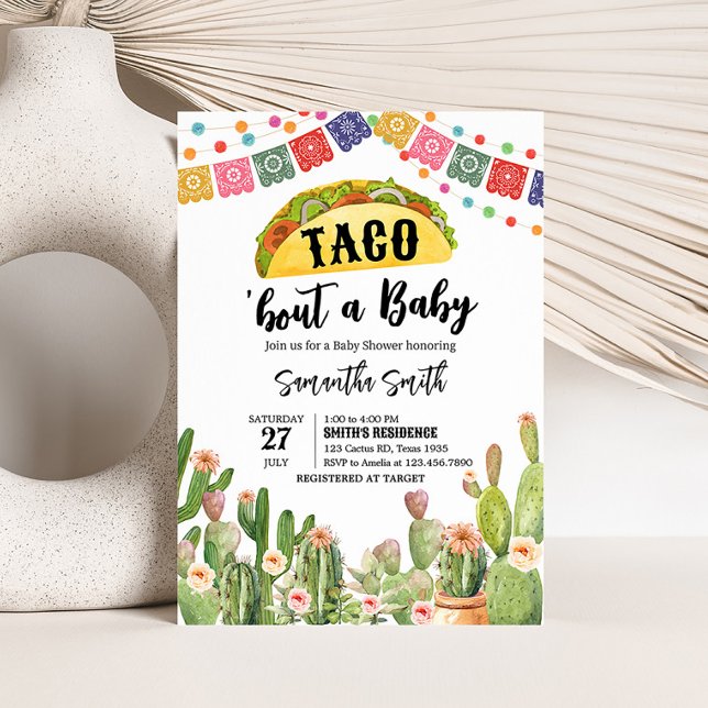 Taco Bout A Baby Fiesta Baby Shower Invitation (Fiesta Cactus Baby Shower Invitation)