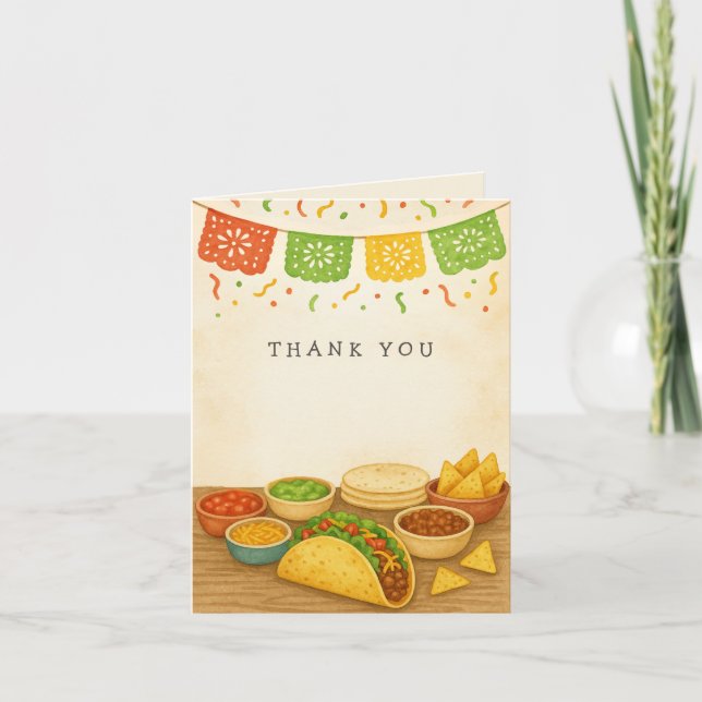 Taco Bout A Baby Fiesta Baby Shower Thank You Card (Front)