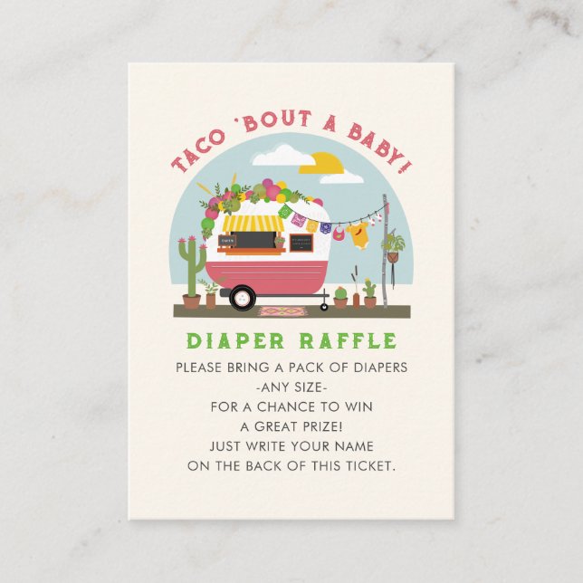 Taco Bout A Baby Girl Baby Diaper Raffle Enclosure Card (Front)