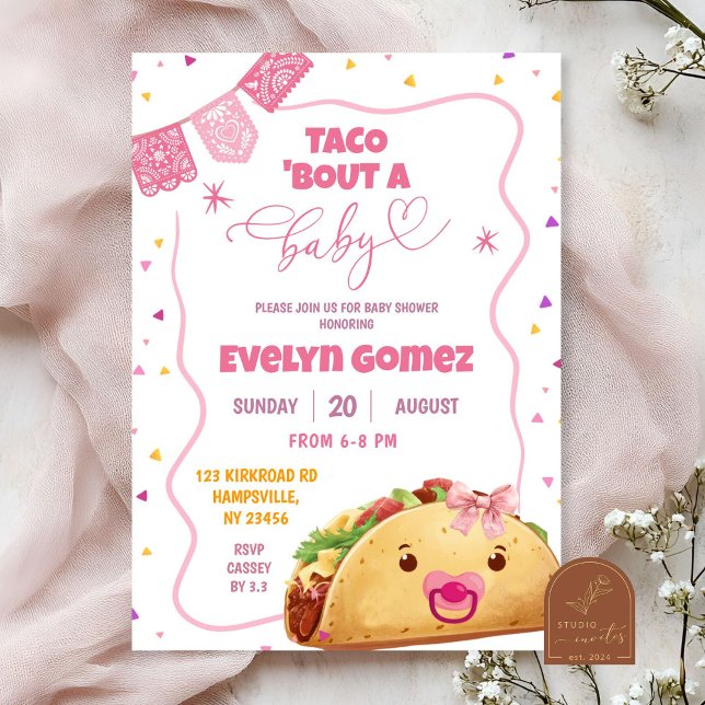Taco Bout A Baby Girl Mexican Fiesta Baby Shower Invitation (Creator Uploaded)