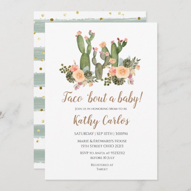 Taco ‘Bout A Baby Invitation (Front/Back)