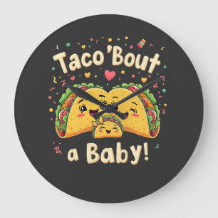 Taco 'Bout a Baby Pregnancy Tao Cinco De Mayo  Large Clock