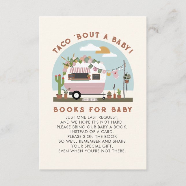 Taco Bout A Baby Shower Book Request Pink Enclosure Card (Front)