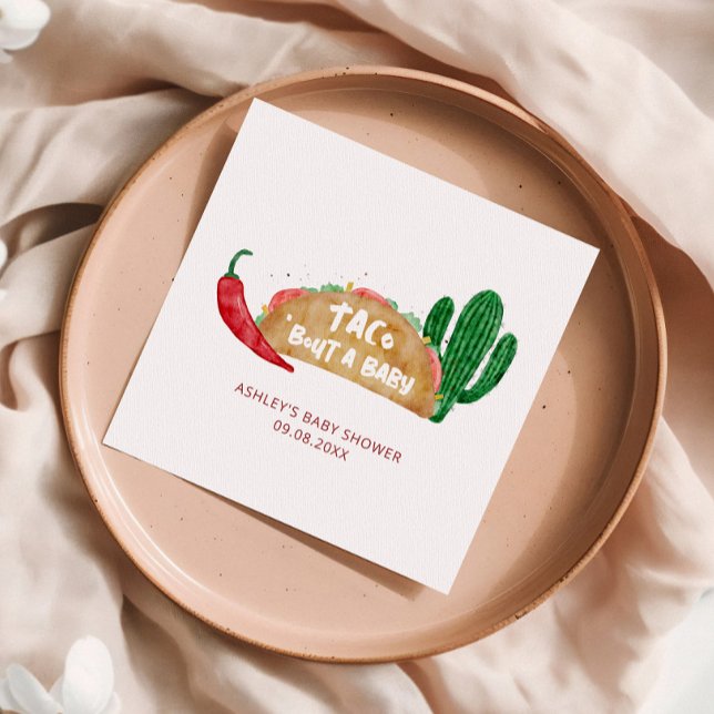 Taco 'Bout a Baby Shower Fiesta Personalised Napkin (Creator Uploaded)