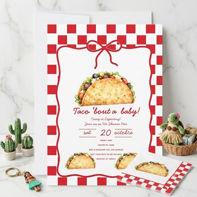 Taco Bout A Baby Shower Invitation ,Red Gingham (Creator Uploaded)