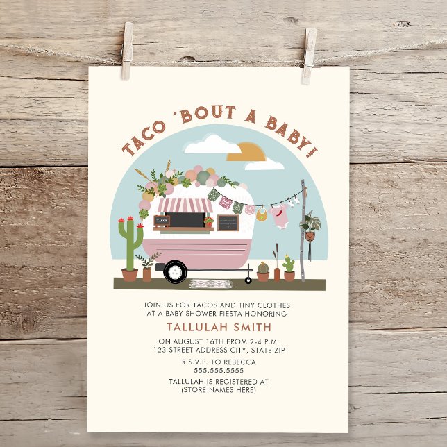 Taco Bout A Baby Taco Truck Camper Girl Baby Showe Invitation (Creator Uploaded)