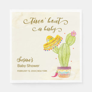 Taco 'Bout A Baby Watercolor Cactus Baby Shower Napkin