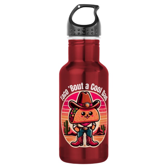 Taco ’Bout a Cool Dad  Funny Cowboy   532 Ml Water Bottle (Front)