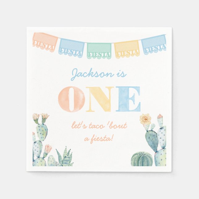 Taco Bout A Fiesta Boy Mexican 1st Birthday Party Napkin (Front)