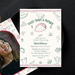 Taco Bout a Future Fiesta Doodle Graduation Invitation