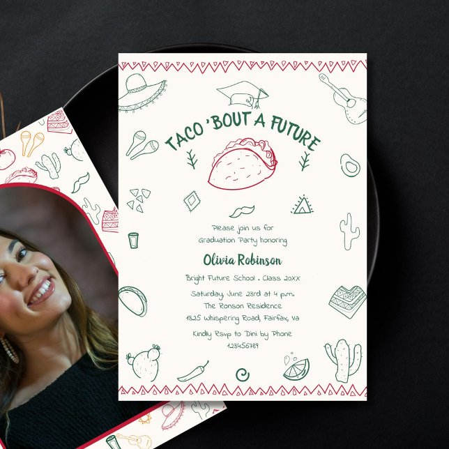 Taco Bout a Future Fiesta Doodle Graduation  Invitation (Creator Uploaded)