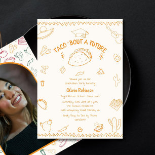 Taco Bout a Future Fiesta Doodle Graduation Photo Invitation