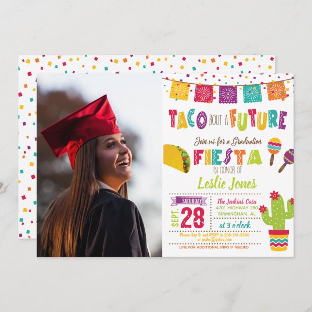 Taco Bout a Future Graduation Invitation Photo WH (Front/Back)