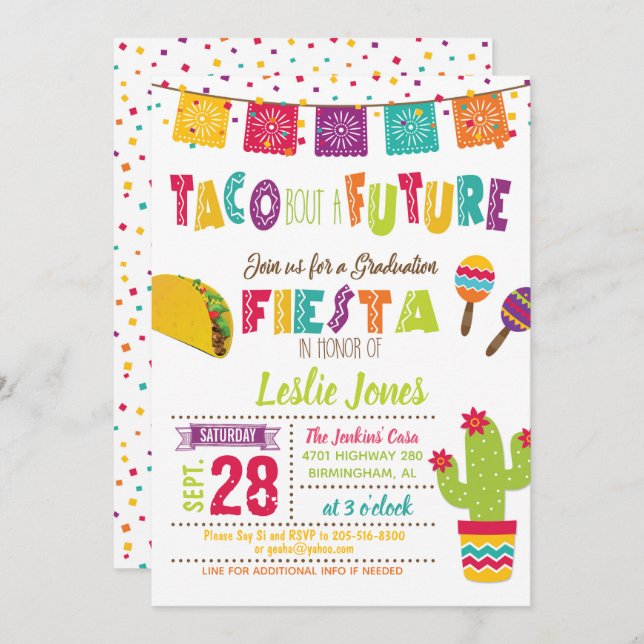 Taco Bout a Future Graduation Invitation - WH (Front/Back)