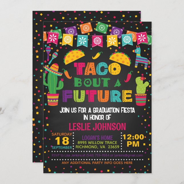 Taco Bout a Future Invitation - Blk (Front/Back)