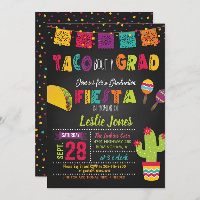 Taco Bout a Grad Graduation Invitation (Front/Back)