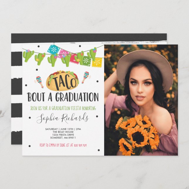 Taco 'Bout A Graduation Fiesta Graduation Party Invitation (Front/Back)