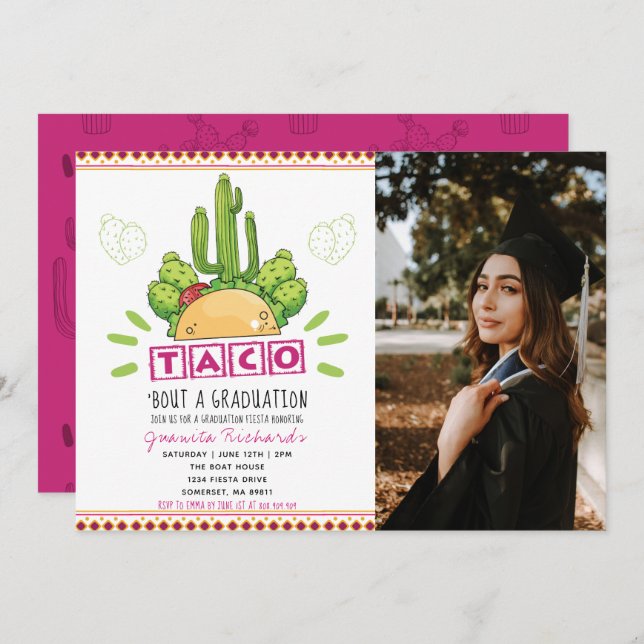 Taco 'Bout A Graduation Fiesta Graduation Photo Invitation (Front/Back)