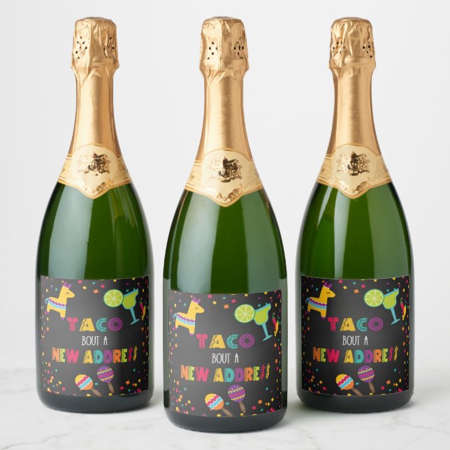 Taco Bout a New Address Sparkling Wine Label (Bottles)