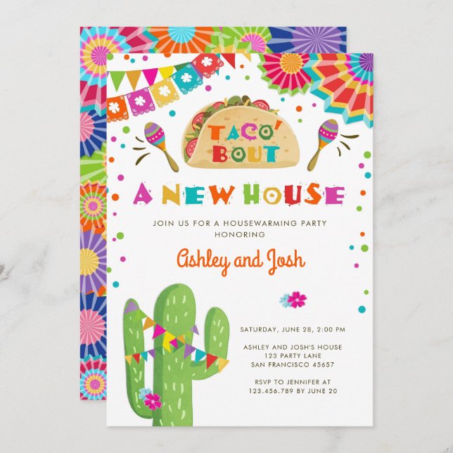 Taco Bout A New House Fiesta Housewarming Party Invitation (Front/Back)
