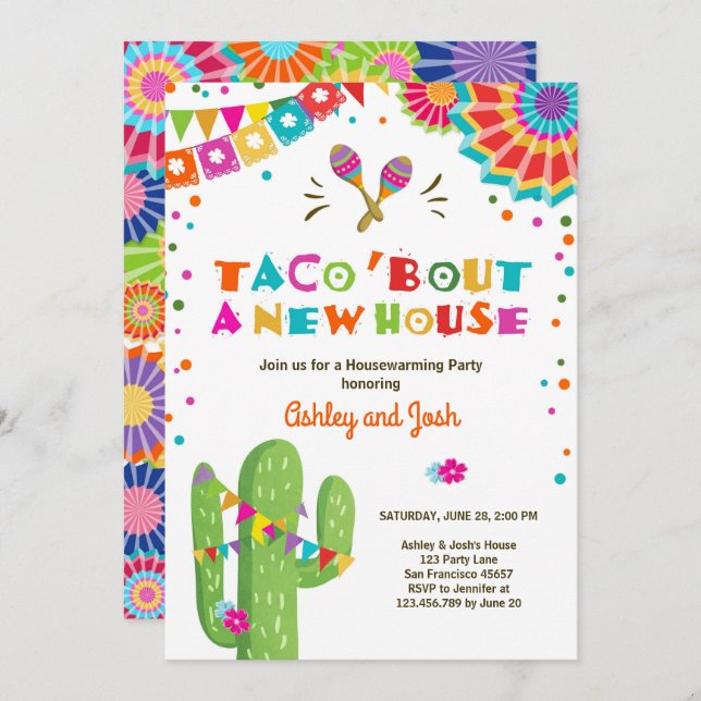 Taco Bout A New House Fiesta Housewarming Party Invitation (Front/Back)
