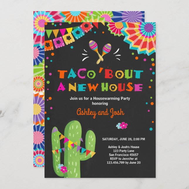 Taco Bout A New House Fiesta Housewarming Party Invitation (Front/Back)