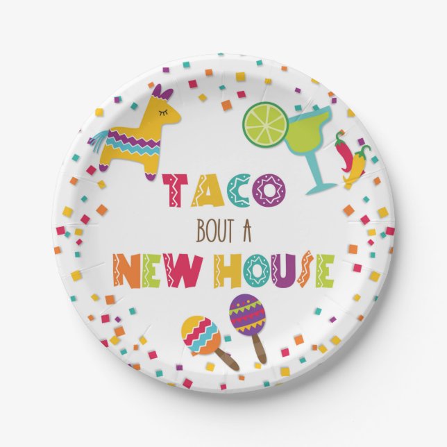 Taco Bout a New House Plate - White (Front)