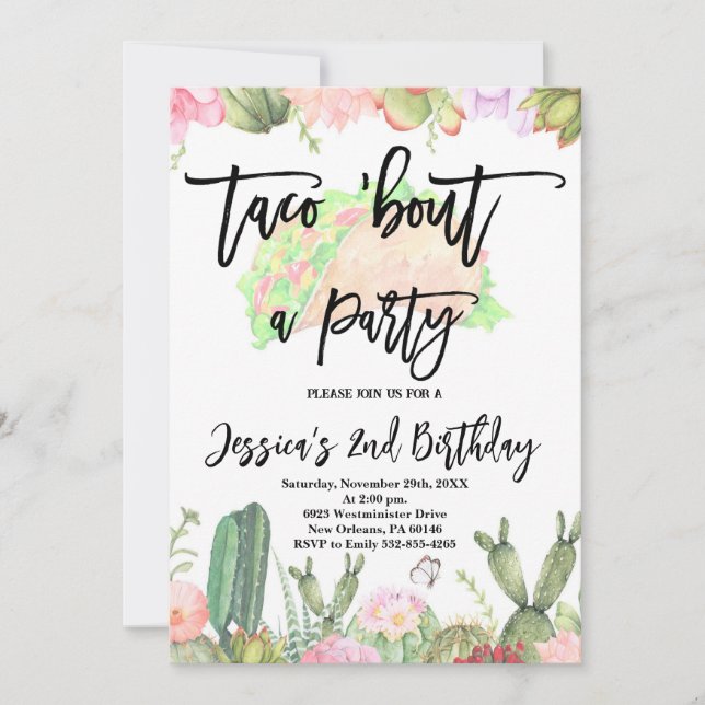 Taco ’Bout a Party Birthday, Taco Birthday Invitation (Front)