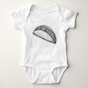 Taco 'Bout Adorable: Hand-Drawn Monochromatic Taco Baby Bodysuit