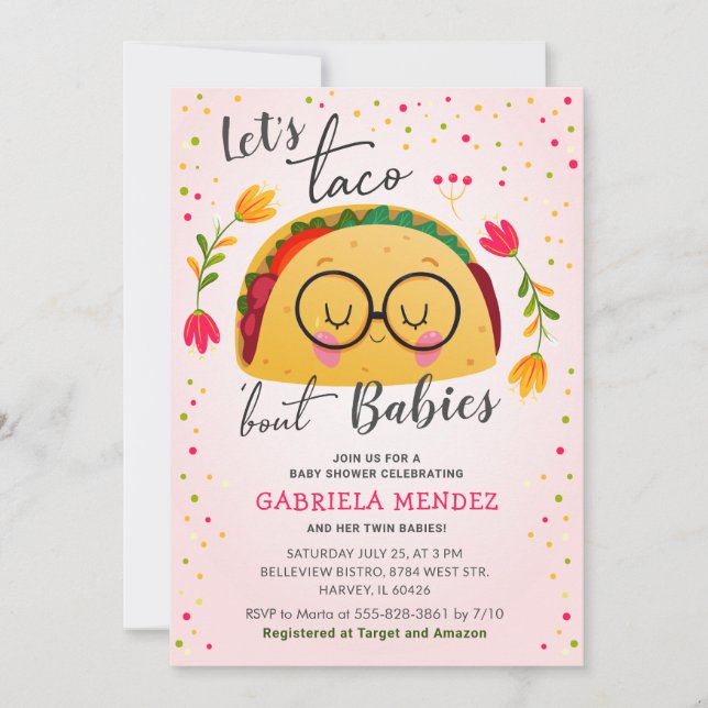Taco Bout Babies Twin Fiesta Baby Shower Sprinkle Invitation (Front)